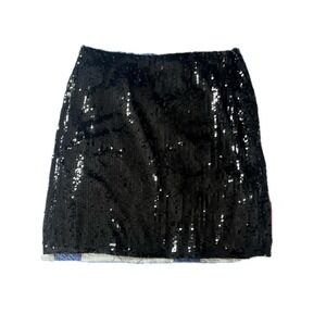 Black Sequin Mini Skirt Party Cocktail Evening Sparkly Womens Medium M